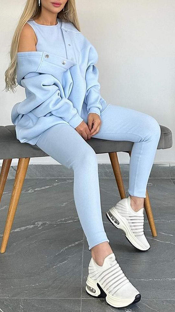 Women's Hooded Long-sleeved Casual Sweatshirt Suit