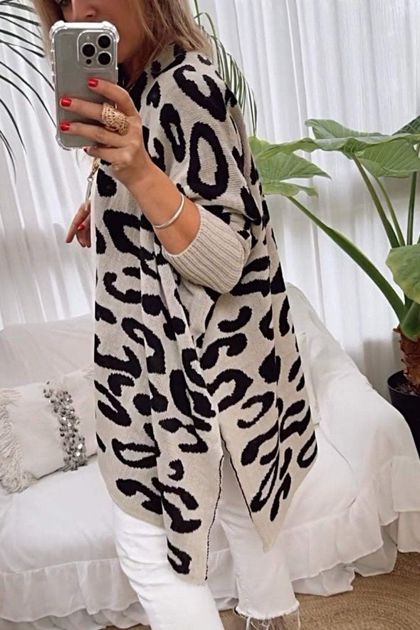 Women's Leopard Print Sweater Knitted Cardigan