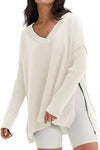 Women's V-neck Slit Knit Blouse