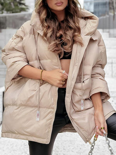 Women's Winter Multi-color All-in-one Hooded Solid Color Quilted Jacket