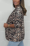 Women's Leopard Print 3/4 Ruched Sleeve Blazer