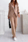 Women's Solid Color Button Fashion Casual Suit