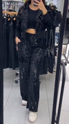 Women's Shiny Sequined Casual Two-piece Suit