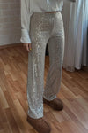 Women's Fashion Casual Sequin Shiny Wide Leg Pants