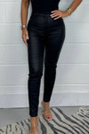 Women's Faux Leather Zip Detail Jeans