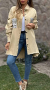 Women's Lapel Sequined Denim Coat