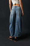 Fashion Casual Women's Loose Wide-leg Pants Mid-low Waist Washed Denim Trousers