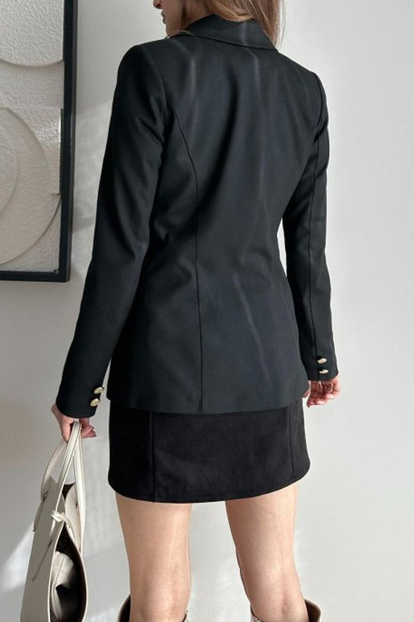 Women's Fashion Solid Color Lapel Asymmetric Placket Suit Jacket