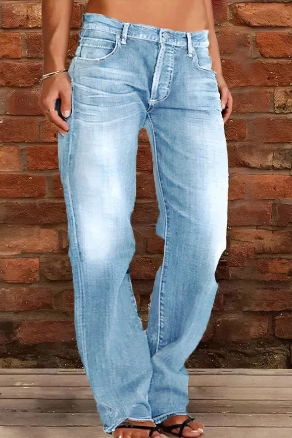 Women's Casual Multicolor Straight Jeans