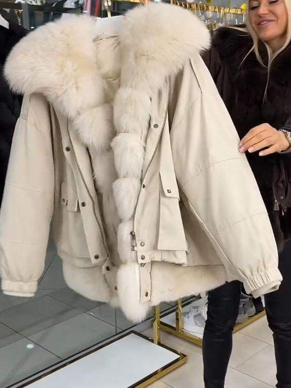 Women's Fur Lapel Detachable Two-piece Casual Coat