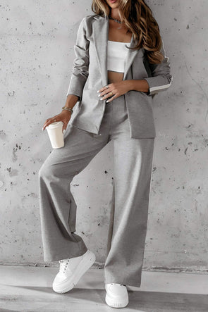 Women's Side Striped Lapel Long Sleeve Casual Suit