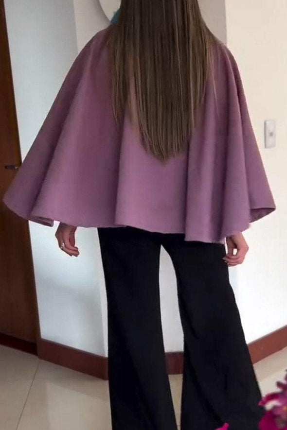 Women's Casual Stand Collar Solid Color Cape Jacket