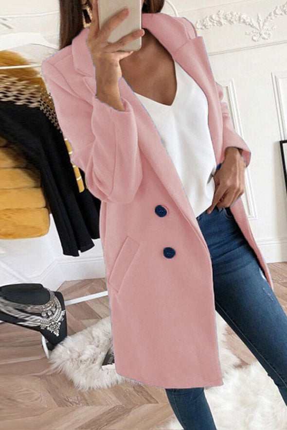 Women's Fashion Solid Color Suit Collar Slim Fit Women's Windbreaker Jacket