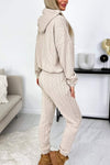 Women's Casual Solid Color Hooded Slim Fit Two Piece Suit