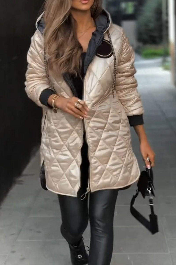 Winter Hooded Zipper Warm Padded Jacket for Women