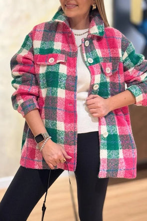 Women's Fashion Casual Plaid Lapel Single Breasted Jacket