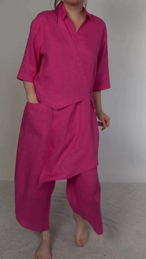 Women's Lapel Sleeve Irregular Design Casual Suit