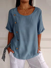 Women's Cotton and Linen Button Design Casual Shirt