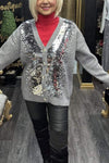 Women's Casual V-neck Sequined Knitted Cardigan