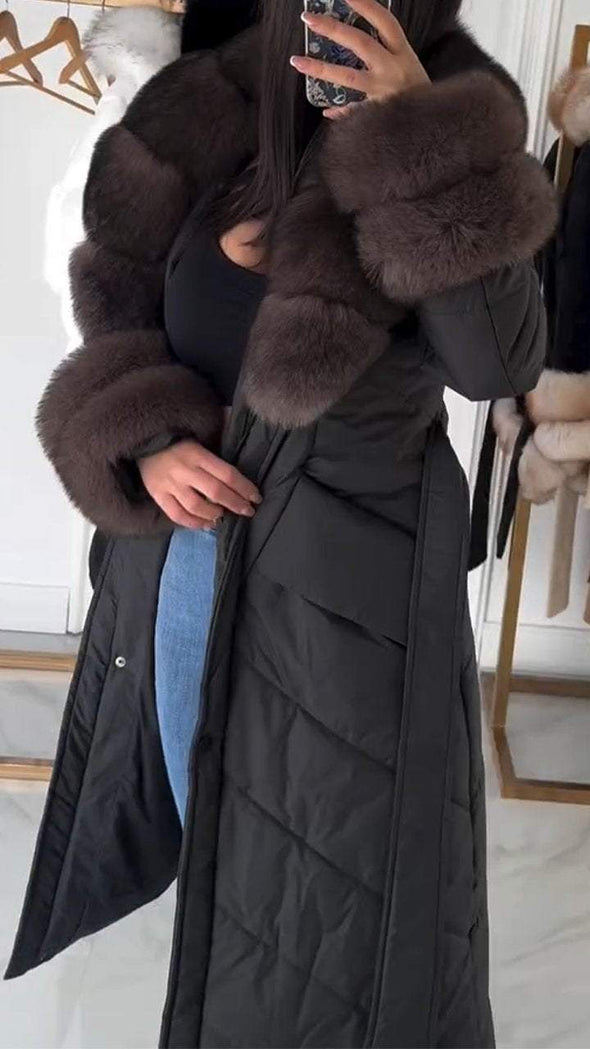 Women's Furry Long Warm Casual Cotton Coat