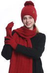 Knitted Hat, Double-layer Fleece Warm Wool Scarf, Gloves, Three-piece Set