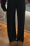 Women's Casual Fashion Full Diamond Shirt Wide Leg Pants Two-piece Suit