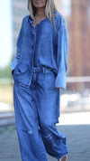 Women's Lapel Loose Tencel Denim Casual Suit