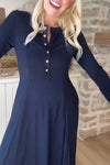 Women's casual half-button solid color knitted dress