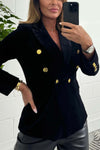 Women's Velvet Gold Button Blazer Fashion Trends