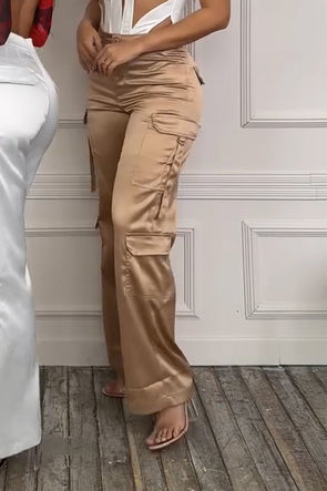 Women's Cool Satin Cargo Bag Pants