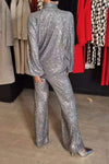 Women's Spring and Fall V-neck Top and Pants Sequined Suit