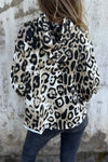 Women 's Leopard Print Hooded Long Sleeved Hoodie Top