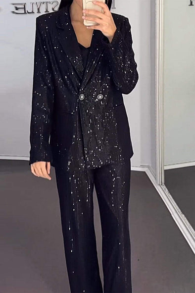 Women's Fashion Sequined Jacket & Pants Two-piece Set