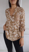 Women's V-neck Mid-sleeve Printed Casual Top