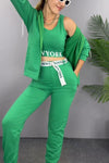 Women's Casual Vest Cardigan and Trousers Three-piece Set