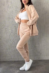 Women's Casual Lapel Solid Color Zipper Two-piece Suit