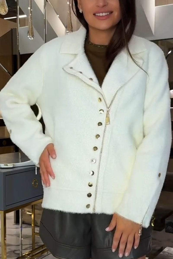 Women's Casual Solid Color Plush Jacket