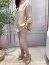 Women's Cotton and Linen Splicing Casual Suit