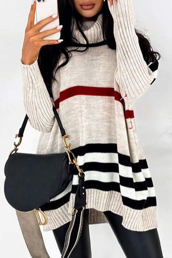 Casual Striped Long Sleeve Pullover Sweater