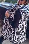 Women's Casual Zebra Print Hooded Sleeveless Coat