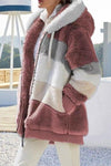 Women's Casual Warm Fur Contrast Hooded Jacket