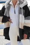 Women's Casual Warm Fur Contrast Hooded Jacket