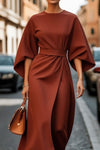 Women's Elegant Solid Color Waist Dress