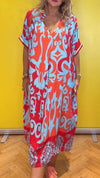 Casual V-neck Printed Loose Dress