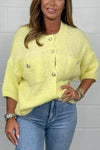 Women's Super Soft Chunky Knit Gold Button Cardigan