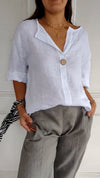 V-neck Cotton and Linen Comfortable Top