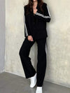 Women's Casual Side Seam Striped Suit