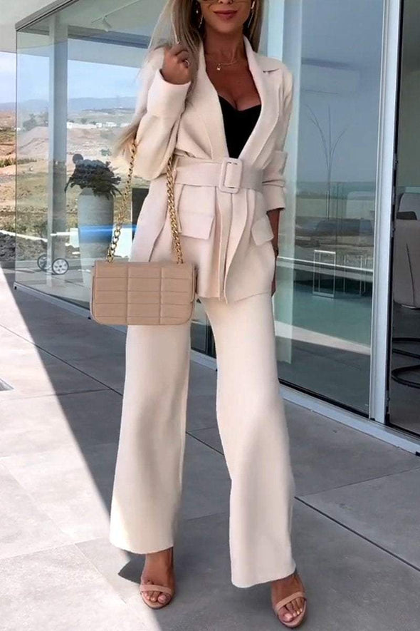 Women's Autumn/winter Binding Solid Color Lapel Suit