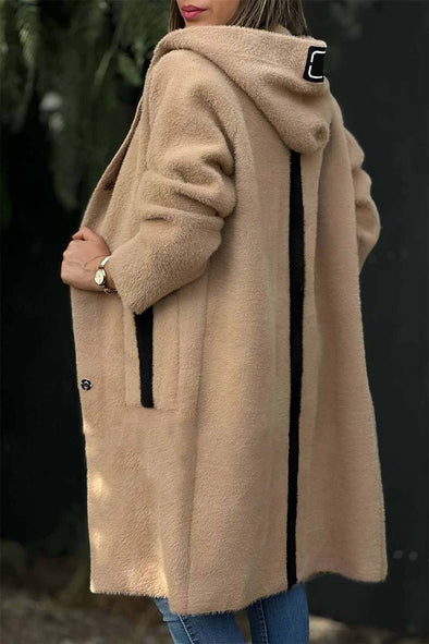 Women's Casual Loose Solid Color Hooded Coat