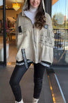 Women's Casual Solid Color Letter Stitching Hooded Jacket